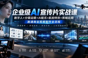 （20548期）企业级AI宣传片实战课｜数字人+分镜运镜+AI配乐+航拍特效+剪辑后期，跑通商业视频制作全流程