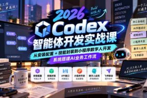 (20574期)2026Codex智能体开发实战课:从安装配置+技能封装到小程序数字人开发,系统搭建AI业务工作流