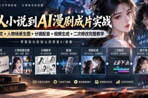 （20577期）从小说到AI漫剧成片实战：写文+人物场景生图+分镜配音+视频生成+二次修改完整教学