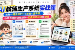 （20583期）AI教辅生产系统实战课-更新0922｜教材一键生成PPT+教案+逐字稿，小红书原创课件制作+卖虚拟资料课件赚钱