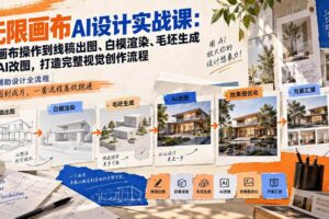 （20612期）【无水印】无限画布AI设计实战课-更新：从画布操作到线稿出图、白模渲染、毛坯生成与AI改图，打造完整视觉创作流程
