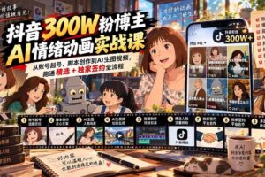 （20616期）抖音300W粉博主AI情绪动画实战课：从账号起号、脚本创作到AI生图视频，跑通精选+独家签约全流程