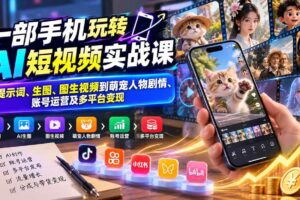 （20663期）一部手机玩转AI短视频实战课：从提示词、生图、图生视频到萌宠人物剧情、账号运营及多平台变现