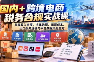 （20686期）国内+跨境电商税务合规实战课：掌握收入申报、主体选择、无票成本、出口报关退税与平台数据风险应对