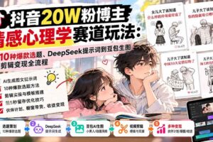 （20688期）抖音20W粉博主-情感心理学赛道玩法：从10种爆款选题、DeepSeek提示词到豆包生图与剪辑变现全流程