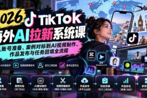 （20675期）【无水印】2026 TikTok海外AI拉新系统课：从账号准备、案例对标到AI视频制作、作品发布与任务回填全流程