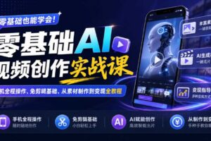 零基础AI视频创作实战课｜手机全程操作、免剪辑基础、从素材制作到变现全教程​