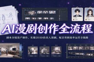 AI漫剧创作全流程:剧本分镜资产制作,实操2D3D仿真人漫剧,配音剪辑接单运营全链路