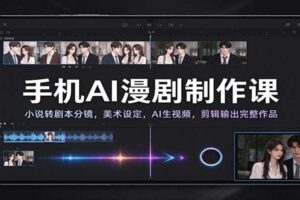 手机AI漫剧制作课：小说转剧本分镜，美术设定，AI生视频，剪辑输出完整作品