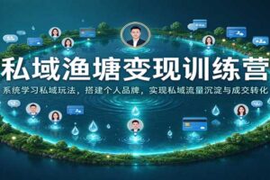 私域渔塘变现训练营:系统学习私域玩法,搭建个人品牌,实现私域流量沉淀与成交转化