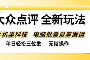 大众点评全网最新玩法，黑科技代替人工，全程无脑搬运，单日三位数以上【揭秘】