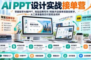 AI PPT设计实战接单营｜零基础学AI做PPT，淘宝应聘写手/闲鱼开店接单双路径教学，从工具准备到交付变现全闭环