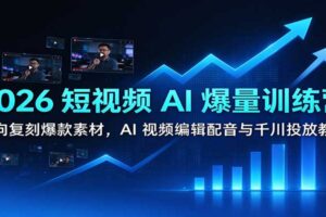 2026短视频AI爆量训练营：逆向复刻爆款素材，AI视频编辑配音与千川投放教学