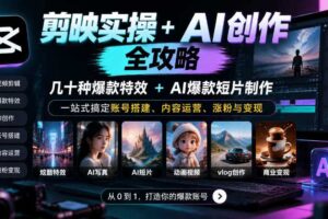 剪映实操+AI创作全攻略|几十种爆款特效+AI爆款短片制作,一站式搞定账号搭建、内容运营、涨粉与变现
