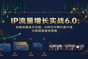 IP流量增长实战6.0:拆解流量迭代历程,AI时代IP辨识度打造与短视频落地策略
