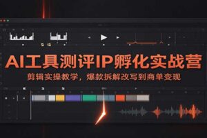 AI工具测评IP孵化实战营：剪辑实操教学，爆款拆解改写到商单变现