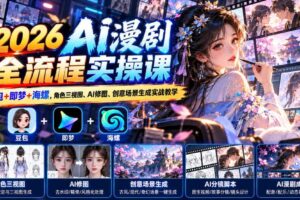 【无水印】2026 AI漫剧全流程实操课|豆包+即梦+海螺,角色三视图、AI修图、创意场景生成实战教学