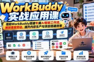 WorkBuddy实战应用课,借助WorkBuddy搭建专属AI智能工作流,解放重复劳动,提升内容生产与项目搭建效率