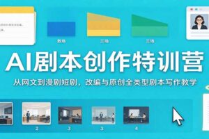 AI剧本创作特训营：从网文到漫剧短剧，改编与原创全类型剧本写作教学