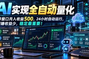 AI实现全自动量化，单窗口月入收益500，24小时自动运行，别嫌收益少，稳定最重要！【揭秘】