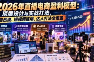 2026年直播电商盈利模型：顶层设计与实战打法，自然流、短视频连爆、达人打法全覆盖