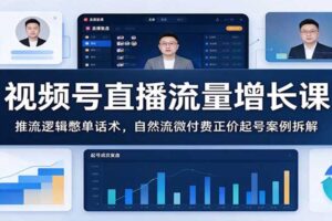 视频号直播流量增长课：推流逻辑憋单话术，自然流微付费正价起号案例拆解