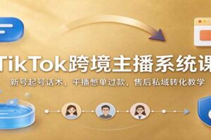 TikTok跨境主播系统课：新号起号话术，平播憋单过款，售后私域转化教学