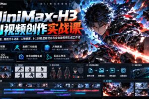 MiniMax-H3 AI视频创作实战课，掌握AI短剧、高燃打斗动画、人物表演、8-12G低显存优化与全自动视频生成工作流
