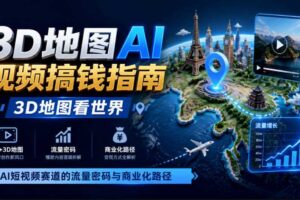 3D地图AI视频搞钱指南，3D地图看世界，AI短视频赛道的流量密码与商业化路径【文档】