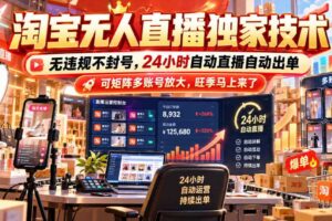 淘宝无人直播独家技术，无违规不封号，24小时自动直播自动出单，可矩阵多账号放大，旺季马上来了【揭秘】