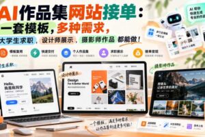 AI作品集网站接单：一套模板，多种需求，大学生求职、设计师展示、摄影师作品都能做！