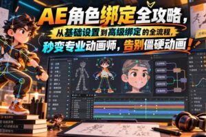 【无水印】AE角色绑定全攻略，从基础设置到高级绑定的全流程，秒变专业动画师，告别僵硬动画！【原创双语字幕】
