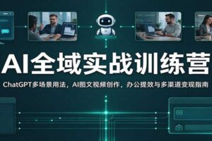 AI全域实战训练营：ChatGPT多场景用法，AI图文视频创作，办公提效与多渠道变现指南