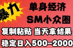 2026最新小众情感赛道，手机操作，十分钟见收益，小白也能当天上手，全程复制粘贴模板即可，稳定日入500-1k，不缺流量，可矩阵批量操作，门槛低【揭秘】