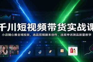 千川短视频带货实战课：小店随心推全域投放，选品剪辑脚本创作，违规申诉测品放量教学