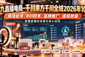老九直播电商-千川乘方千川全域2026年10月，精准起号、ROI控本、品牌推广、追投放量，掌握直播投流增长核心玩法