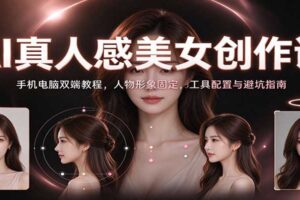 AI真人感美女创作课：手机电脑双端教程，人物形象固定，工具配置与避坑指南