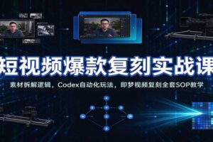 短视频爆款复刻实战课：素材拆解逻辑，Codex自动化玩法，即梦视频复刻全套SOP教学