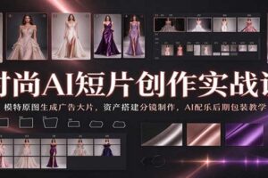 时尚AI短片创作实战课：模特原图生成广告大片，资产搭建分镜制作，AI配乐后期包装教学