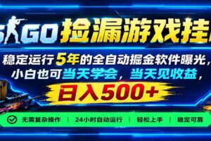 CSGO捡漏游戏挂机，稳定运行5年的全自动掘金软件曝光，当天见收益，日入500+