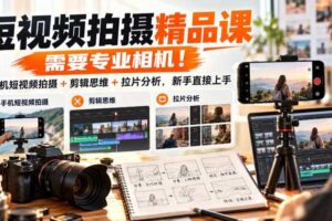 短视频拍摄精品课，需要专业相机！手机短视频拍摄+剪辑思维+拉片分析，新手直接上手