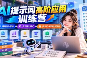（20823期）【无水印】AI提示词高阶应用训练营｜通用指令思维+多元输出模式+商业行业案例全落地