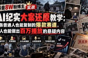 （20865期）抖音8W粉博主AI纪实大案还原教学：一条普通人也能复制的爆款赛道，新人也能做出百万播放的悬疑内容