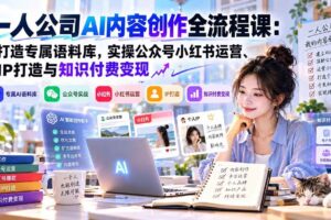 （20866期）一人公司AI内容创作全流程课：打造专属语料库，实操公众号小红书运营、IP打造与知识付费变现方法论