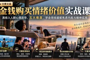 （20941期）付费文章：金钱购买情绪价值实战课｜高收入人群心理疏导，五大维度，学会用钱缓解焦虑内耗与精神孤独