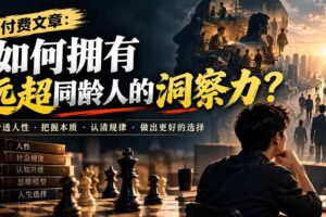 （20976期）付费文章：如何拥有远超同龄人的洞察力？
