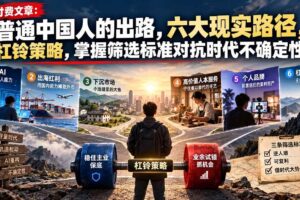 （21058期）付费文章：普通中国人的出路，六大现实路径，杠铃策略，掌握筛选标准对抗时代不确定性