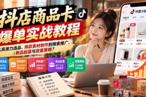 （21148期）抖店商品卡爆单实战教程：从高潜力选品、爆款素材制作到搜索推广、新品起量与放量策略