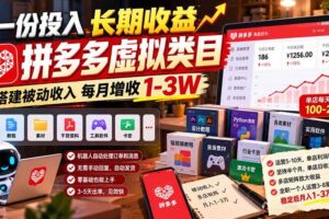 （21166期）一份投入长期收益，拼多多虚拟类目，搭建被动收入每月增收 1-3W