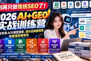 （21191期）别再只做传统SEO了！《2026AI+GEO实战训练营》教你布局AI大模型搜索、提升品牌推荐率与精准获客转化